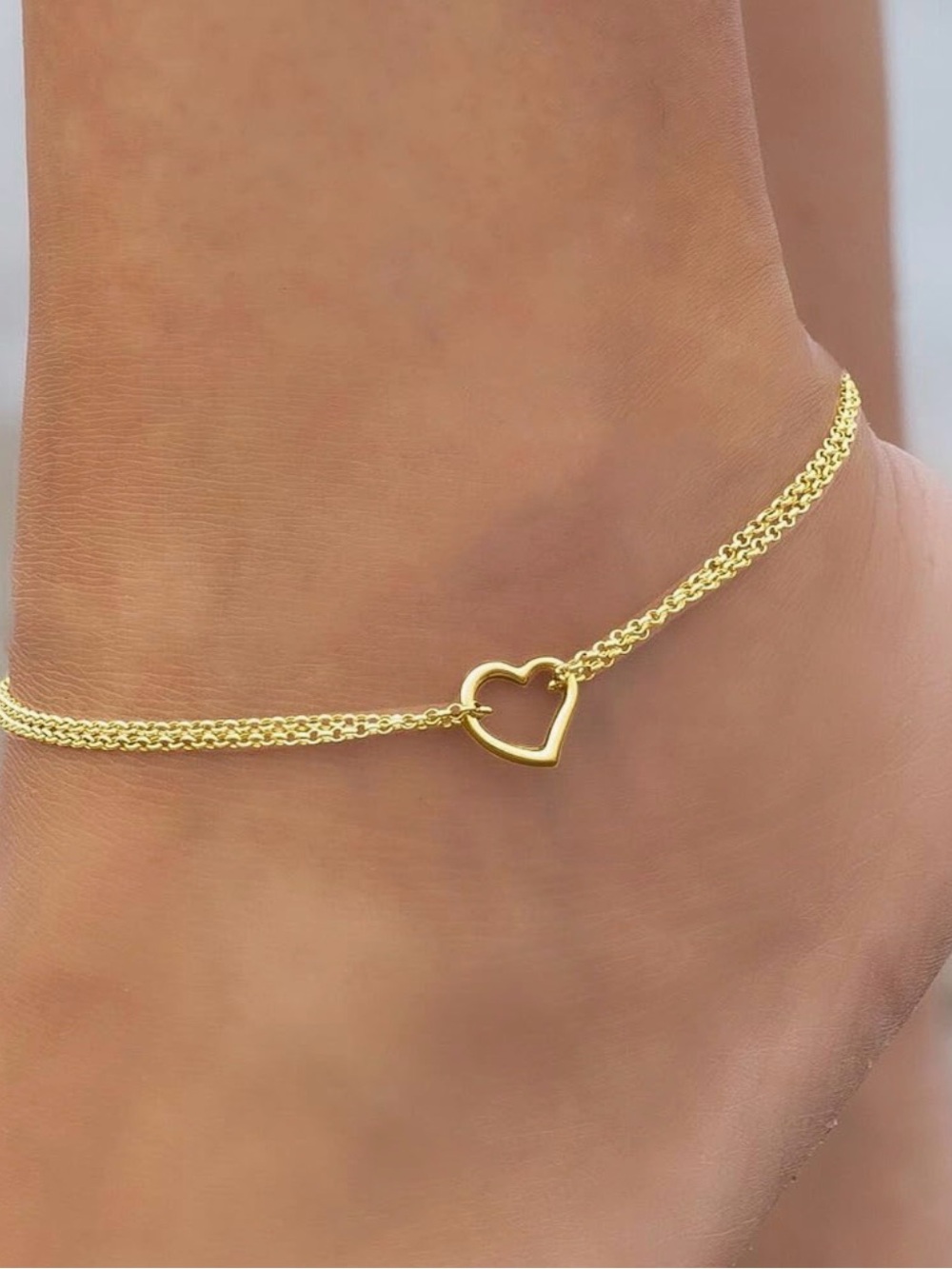 NEW 14k Gold Plated Delicate Gold Heart Anklet
